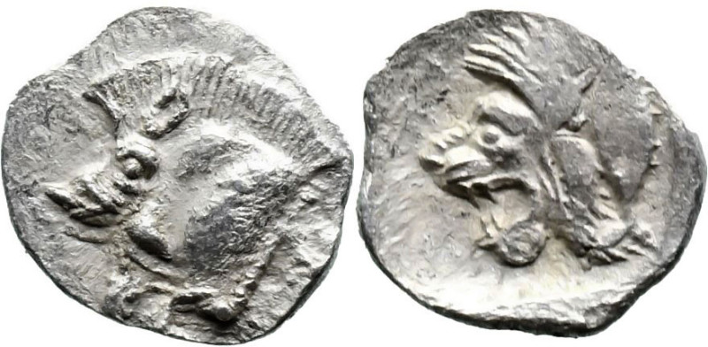 Greek
MYSIA. Kyzikos. (Circa 450-400 BC).
AR Hemiobol (8.8mm 0.37g)
Obv: Head...