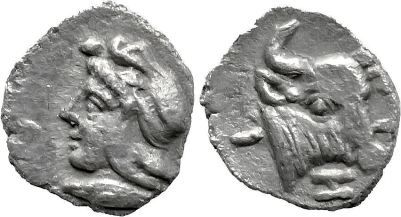 Greek
MYSIA. Kyzikos. ( Circa 450-400 BC).
AR Hemiobol (8.5mm 0.34g)
Obv: Hea...