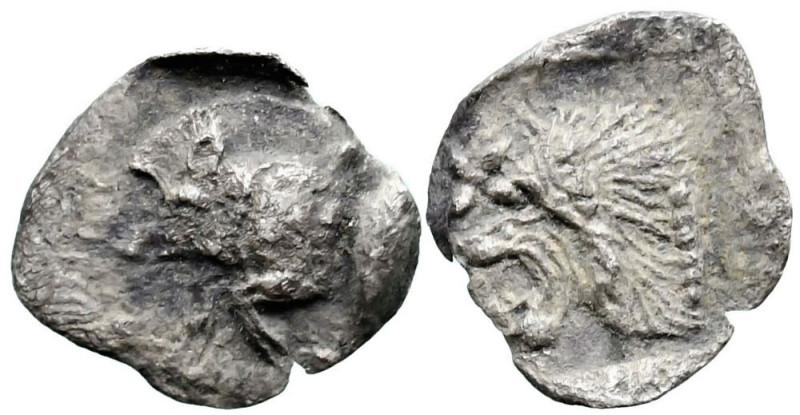 Greek
MYSIA. Kyzikos (Circa 450-400 BC)
AR Hemiobol (10mm 0.32g)
Obv: Forepar...