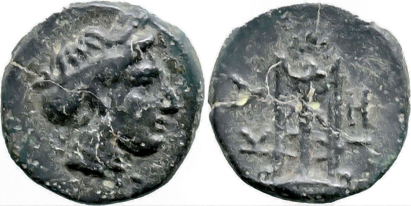Greek
MYSIA. Kyzikos. (circa 350-300 BC)
AE Bronze (12mm 1.4g)
Obv: Head of K...
