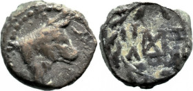 Greek
MYSIA. Kyzikos. (2nd-1st centuries BC)
AE Bronze (10.9mm 2.12g)
Obv: Head of bull right
Rev: KY / ZI and monogram within oak-wreath
BMC 154...
