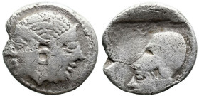 Greek
MYSIA. Lampsakos. (Circa 500-450 BC).
AR Obol (10mm 0.65g)
Obv: Janiform female head wearing circular earring.
Rev: Head of Athena to left, ...