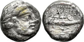 Greek
PHOENICIA. Arados. (Circa 380-350/1 BC).
AR 1/3 Stater (11.7mm 2.44g)
Obv: Laureate head of Ba'al-Arwad to right.
Rev: Phoenician galley sai...