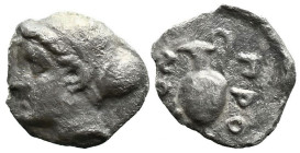 Greek
ISLANDS OFF MYSIA. Prokonnesos (Circa 411-387 BC)
AR Hemiobol (7.5mm 0.27g)
Obv: Female head to left, her hair bound in sakkos.
Rev: ΠPO-KON...