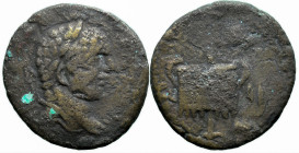Roman Provincial
MESOPOTAMIA. Rhesaena. Caracalla (198-217 AD)
AE Bronze (18mm 3.54g)
Obv: Laureate head right
Rev: [?] II [?]. Vexillum
cf Caste...