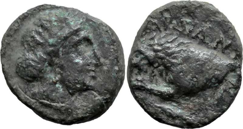 Greek
THRACE. Kardia. (Circa 350-309 BC)
AE Bronze (16mm 3.96g)
Obv: Female h...