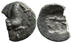 Greek
THRACO-MACEDONIAN REGION. Uncertain. (5th century BC).
AR Hemiobol (8mm 0.29g)
Obv: Forepart of horse right.
Rev: Quadripartite incuse squar...
