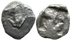 Greek
THRACO-MACEDONIAN REGION. Uncertain. (5th century BC).
AR Tetartemorion (6mm 0.12g)
Obv: Forepart of horse left.
Rev: Rough incuse square.
...