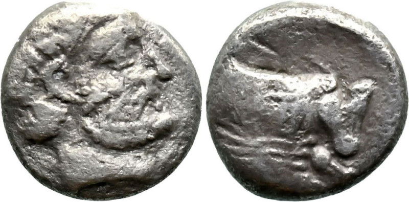 Greek
CARIA. Uncertain. (Circa 380-340 BC)
AR Diobol (9.4mm 1.17g)
Obv: Bare ...