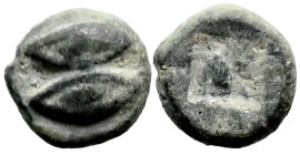 Greek
LESBOS. Uncertain. (Circa 525-513 BC).
BI 1/48 Stater (5.4mm 0.26g)
Obv: Two eyes.
Rev: Quadripartite incuse punch.
HGC 6, 1074 (“1/36 stat...