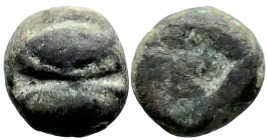 Greek
LESBOS. Uncertain. (Circa 525-513 BC).
BI 1/48 Stater (5.4mm 0.27g)
Obv: Two eyes.
Rev: Quadripartite incuse punch.
HGC 6, 1074 (“1/36 stat...