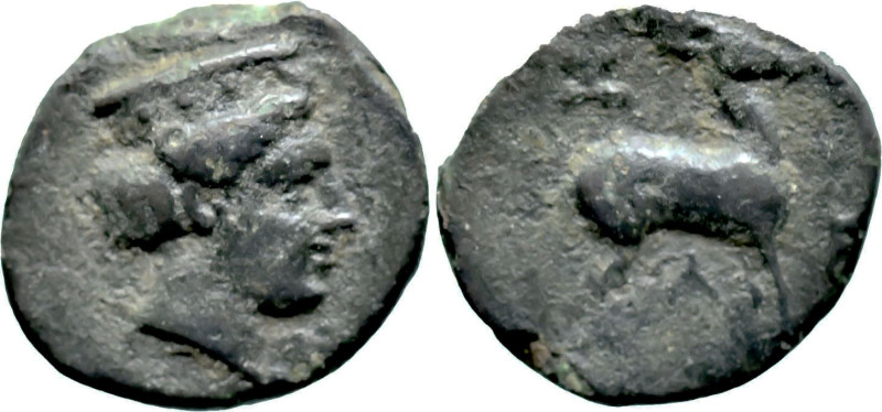 Greek
TROAS. Zeleia. (4th century BC)
AE Bronze (14.5mm 1.67g)
Obv: Head of A...