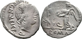 Roman Republican
C. Egnatuleius C.f. (97 BC). Rome
AR Quinarius (15.9mm 1.64g)
Obv: Laureate head of Apollo.
Rev: Victory standing left, inscribin...