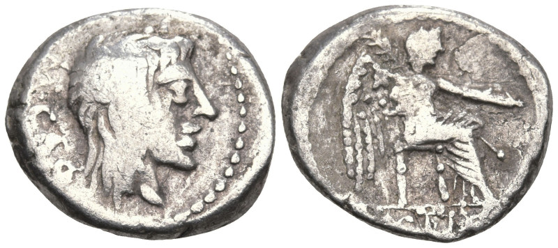 Roman Republican
M. Cato (89 BC). Rome
AR Quinarius (19.6mm 1.97g)
Obv: Head ...