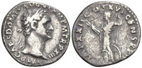 Roman Imperial
Domitian (81-96 AD). Rome
AR Denarius (23.6mm 3.25g)
Obv: IMP CAES DOMIT AVG GERM P M TR P XIII. Laureate head to right
Rev: IMP XX...