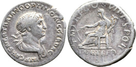 Roman Imperial
Trajan (98-117 AD). Rome.
AR Denarius (19.8mm 2.93g)
Obv: IMP CAES NER TRAIANO OPTIMO AVG GER DAC. Bust of Trajan, laureate, draped,...