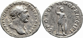 Roman Imperial
Trajan (98-117 AD). Rome
AR Denarius (18.7mm 2.89g)
Obv: IMP TRAIANO AVG GER DAC P M TR P COS V P P Laureate head of Trajan to right...