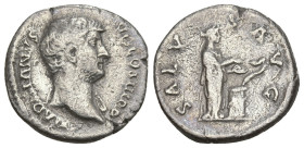 Roman Imperial
Hadrian (117-138 AD). Rome
AR Denarius (23.5mm g)
Obv:HADRIANVS AVG COS III P P. Bare head right
Rev: SALVS AVG. Salus, draped, sta...