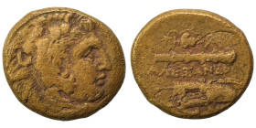 KINGS of MACEDON. Alexander III the Great, 336-323 BC. Ae (bronze, 6.55 g, 19 mm). Head of Herakles to right, wearing lion skin headdress. Rev. ΑΛΕΞΑΝ...