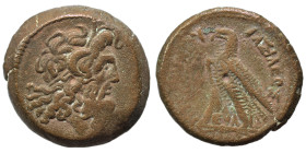 PTOLEMAIC KINGS of EGYPT. Ptolemy VI Philometor, 180-164 BC. Ae obol (bronze, 10.26 g, 23 mm), uncertain mint on Cyprus. Diademed head of Zeus Ammon t...