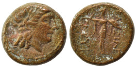 SELEUKID KINGS of SYRIA. Seleukos I Nikator, 312-281 BC. Ae (bronze, 4.95 g, 16 mm), Antioch on the Orontes. Laureate head of Apollo right. Rev. BAΣΙΛ...