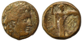 SELEUKID KINGS of SYRIA. Seleukos I Nikator, 312-281 BC. Ae (bronze, 7.81 g, 20 mm), Antioch on the Orontes. Laureate head of Apollo right. Rev. BAΣΙΛ...