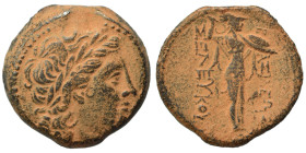 SELEUKID KINGS of SYRIA. Seleukos I Nikator, 312-281 BC. Ae (bronze, 6.80 g, 21 mm), Antioch on the Orontes. Laureate head of Apollo right. Rev. BAΣΙΛ...