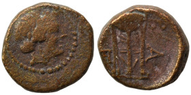 SELEUKID KINGS of SYRIA. Seleukos I Nikator, 312-281 BC. Ae (bronze, 1.84 g, 12 mm), Antioch. Laureate head of Apollo right. Rev. ΒΑ – ΣΕ Tripod. SC 1...