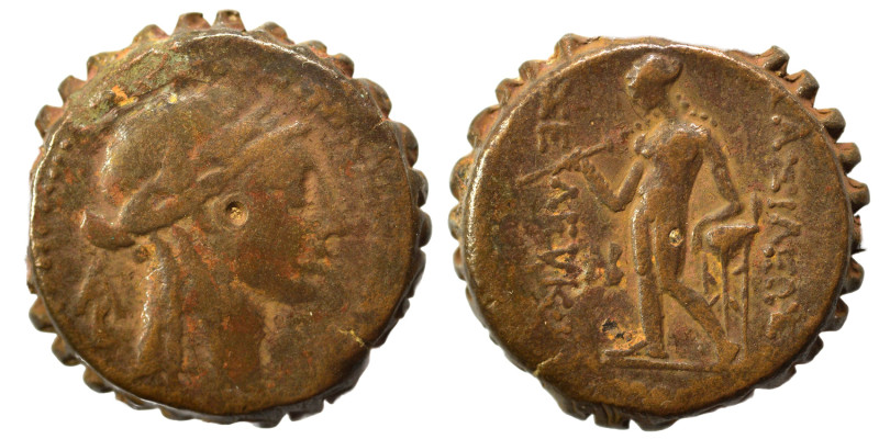 SELEUKID KINGS of SYRIA. Seleukos IV Philopator, 187-175 BC. Ae Serrate (bronze,...