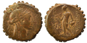 SELEUKID KINGS of SYRIA. Seleukos IV Philopator, 187-175 BC. Ae Serrate (bronze, 12.39 g, 22 mm), Antioch. Laureate head of Apollo right. Rev. BAΣIΛEΩ...