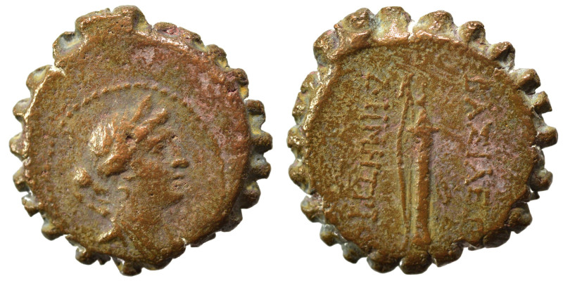 SELEUKID KINGS of SYRIA. Demetrios I Soter, 162-150 BC. Ae serrate (bronze, 7.29...