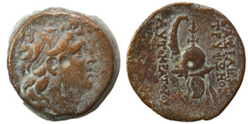 SELEUKID KINGS of SYRIA. Tryphon, 142-138 BC. Ae (bronze, 6.05 g, 18 mm), Antioch. Diademed head of Tryphon to right. Rev. ΒΑΣΙΛΕΩΣ ΤΡΥΦΟΝΟΣ ΑΥΤΟΚΡΑΤΟ...