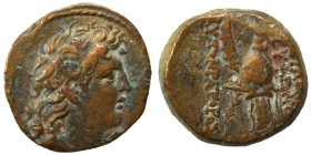 SELEUKID KINGS of SYRIA. Tryphon, 142-138 BC. Ae (bronze, 4.04 g, 17 mm), Antioch. Diademed head of Tryphon to right. Rev. ΒΑΣΙΛΕΩΣ ΤΡΥΦΟΝΟΣ ΑΥΤΟΚΡΑΤΟ...