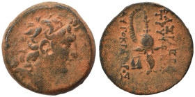 SELEUKID KINGS of SYRIA. Tryphon, 142-138 BC. Ae (bronze, 5.19 g, 17 mm), Antioch. Diademed head of Tryphon to right. Rev. ΒΑΣΙΛΕΩΣ ΤΡΥΦΟΝΟΣ ΑΥΤΟΚΡΑΤΟ...