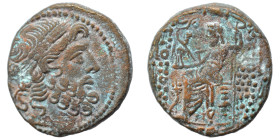 SYRIA, Seleucis and Pieria. Antioch, 1st century BC. Ae (bronze, 10.65 g, 23 mm). Laureate head of Zeus right. Rev. Zeus Nicephorus seated left; cornu...