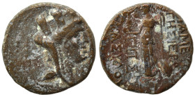 SYRIA, Seleucis and Pieria. Apameia, 30/29 BC. Ae (bronze, 4.19 g, 17 mm). Turreted and veiled head of Tyche right. Rev. ΑΠΑΜΕΩΝ ΤΗΣ ΙΕΡΑΣ ΚΑΙ ΑΣΥΛΟΥ ...