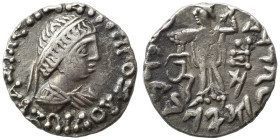 BAKTRIA. Indo-Greek Kingdom. Zoilos III Soter, circa 45-35 BC. Drachm (silver, 1.92 g, 15 mm). Diademed and draped bust right. Rev. Athena Alkidemos a...