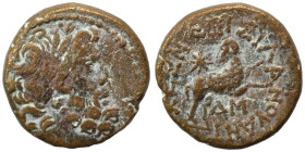 SYRIA, Seleucis and Pieria. Antioch. Pseudo-autonomous issue, time of Augustus, 27 BC-14 AD. Ae (bronze, 7.37 g, 20 mm), 13/14 AD. Laureate head of Ze...
