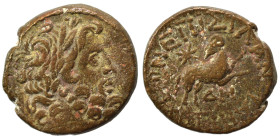 SYRIA, Seleucis and Pieria. Antioch. Pseudo-autonomous issue, time of Augustus, 27 BC-14 AD. Ae (bronze, 7.01 g, 20 mm), 13/14 AD. Laureate head of Ze...
