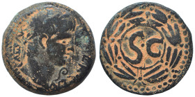 SYRIA, Seleucis and Pieria. Antioch. Nero, 54-68. Ae (bronze, 8.36 g, 23mm). IM•NER•CLAV CAESAR Laureate head of Nero to right; before, lituus. Rev. L...