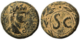 SYRIA, Seleucis and Pieria. Antioch. Nero, 54-68. Ae (bronze, 7.47 g, 20 mm). IM•NER•CLAV CAESAR Laureate head of Nero to right; before, lituus. Rev. ...
