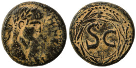 SYRIA, Seleucis and Pieria. Antioch. Nero, 54-68. Ae (bronze, 8.29 g, 20 mm). IM•NER•CLAV CAESAR Laureate head of Nero to right; before, serpent. Rev....