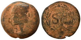 SYRIA, Seleucis and Pieria. Antioch. Otho, 69. As (bronze, 13.93 g, 28 mm). Laureate head of Otho to right; c/m. Rev. Large S C within laurel wreath. ...