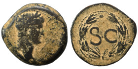SYRIA, Seleucis and Pieria. Antioch. Otho, 69. As (bronze, 15.75 g, 31 mm). Laureate head of Otho to right. Rev. Large S C within laurel wreath. RPC I...