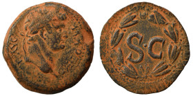 SYRIA, Seleucis and Pieria. Antioch. Otho, 69. Ae (bronze, 6.78 g, 24 mm). Laureate head right. Rev. S C in laurel wreath. RPC 4319. Nearly very fine.