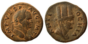 SYRIA, Seleucis and Pieria. Antioch. Vespasian, 69-79. Hexachalkon (bronze, 4.48 g, 20 mm). IMP• VESP• AVG• P• M• T• P• Laureate head to left. Rev. AN...