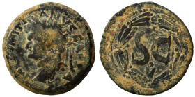 SYRIA, Seleucis and Pieria. Antioch. Domitian, 81-96. Ae (bronze, 6.87 g, 24 mm). IMP DOMITIANVS CAES AVG Laureate head of Domitian to left. Rev. Larg...