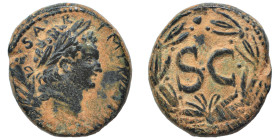 SYRIA, Seleucis and Pieria. Antioch. Domitian, 81-96. Ae (bronze, 8.26 g, 22 mm). IMP [DOMITIANVS] CAESAR Laureate head of Domitian to left. Rev. Larg...