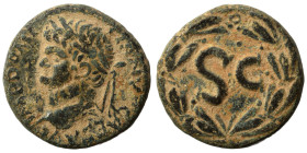 SYRIA, Seleucis and Pieria. Antioch. Domitian, 81-96. Ae (bronze, 6.79 g, 21 mm). IMP DOMITIANVS CAESAR Laureate head of Domitian to left. Rev. Large ...