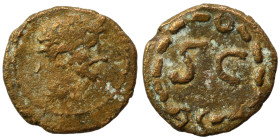 SYRIA, Seleucis and Pieria. Antioch. Antoninus Pius (?), 138-161. Ae (bronze, 1.47 g, 14 mm). Draped, cuirassed and laureate bust right. Rev. Large S ...